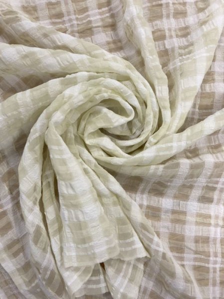 画像6: 生地:チェック柄ポリエステルレーヨン綿リップル加工(レモンイエロー) (6)