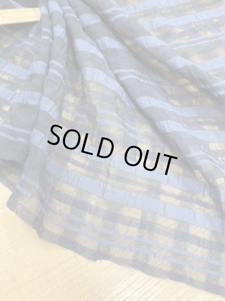 画像5: 生地:チェック柄ポリエステルレーヨン綿リップル加工(紺) (5)