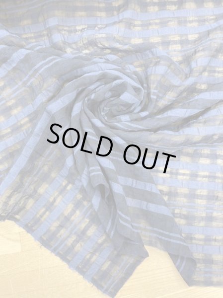 画像6: 生地:チェック柄ポリエステルレーヨン綿リップル加工(紺) (6)