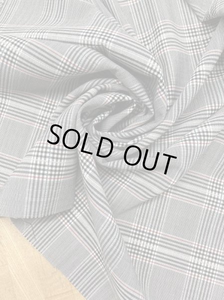 画像7: 生地:チェック柄ポリエステルウールストレッチ(グレー/紺/赤) (7)