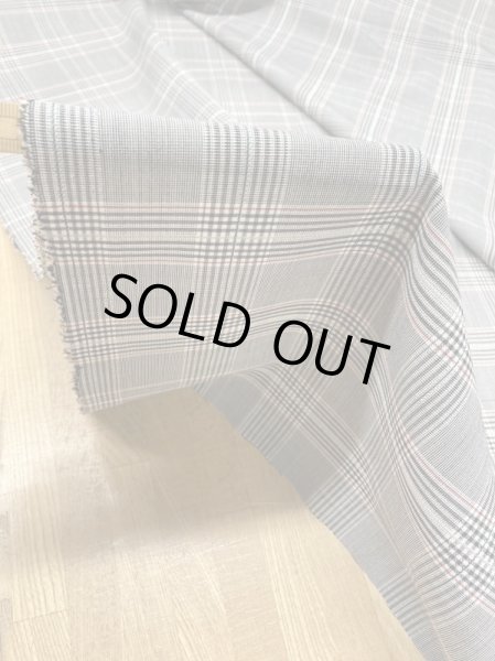 画像8: 生地:チェック柄ポリエステルウールストレッチ(グレー/紺/赤) (8)