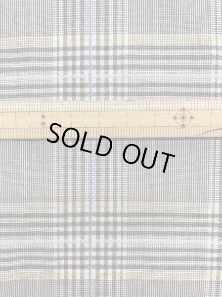 画像3: 生地:チェック柄ポリエステルウールストレッチ(ベージュ/茶/黄/青ライン) (3)