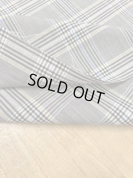 画像5: 生地:チェック柄ポリエステルウールストレッチ(ベージュ/茶/黄/青ライン) (5)