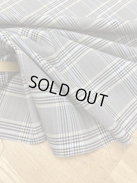 画像6: 生地:チェック柄ポリエステルウールストレッチ(ベージュ/茶/黄/青ライン) (6)