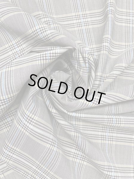 画像7: 生地:チェック柄ポリエステルウールストレッチ(ベージュ/茶/黄/青ライン) (7)