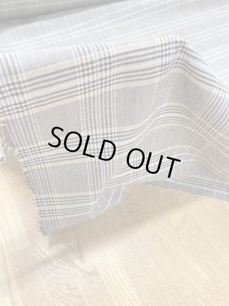 画像8: 生地:チェック柄ポリエステルウールストレッチ(ベージュ/茶/黄/青ライン) (8)