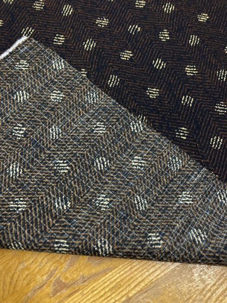 画像3: 生地:ヘリンボーン水玉プリントポリエステル(茶/ベージュ) (3)