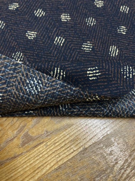 画像4: 生地:ヘリンボーン水玉プリントポリエステル(茶/ベージュ) (4)