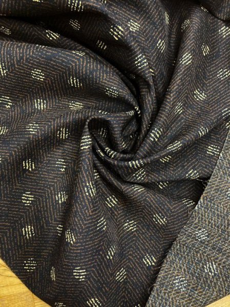 画像5: 生地:ヘリンボーン水玉プリントポリエステル(茶/ベージュ) (5)