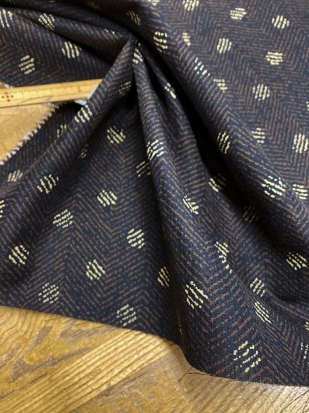 画像6: 生地:ヘリンボーン水玉プリントポリエステル(茶/ベージュ) (6)