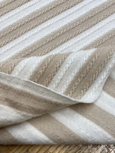 画像4: 生地:変わり織りボーダーニット(ベージュ) (4)