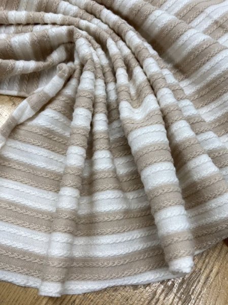 画像5: 生地:変わり織りボーダーニット(ベージュ) (5)