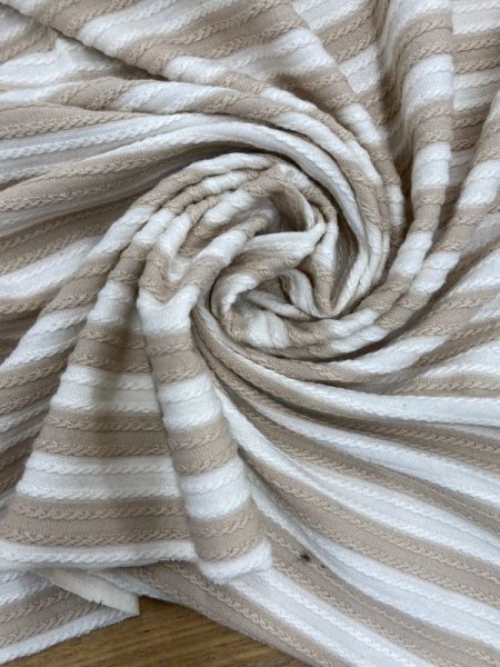 画像6: 生地:変わり織りボーダーニット(ベージュ) (6)