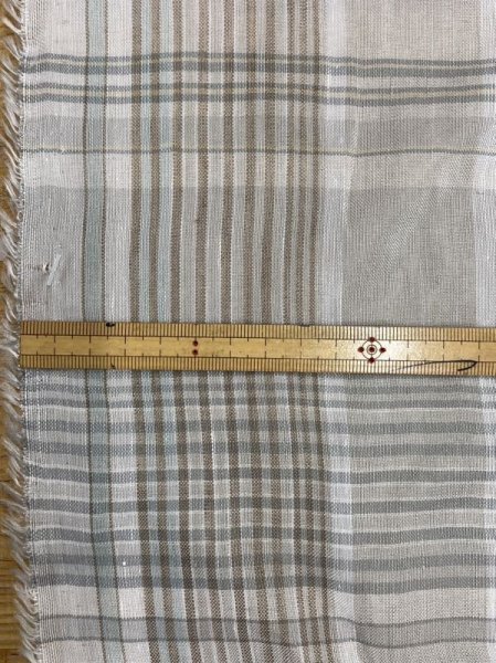 画像2: 生地：イタリー製チェック柄ポリエステル麻（薄グレー／オレンジ／緑） (2)