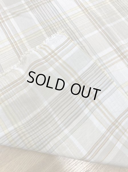 画像3: 生地：イタリー製チェック柄ポリエステル麻（ベージュ／黄／緑） (3)