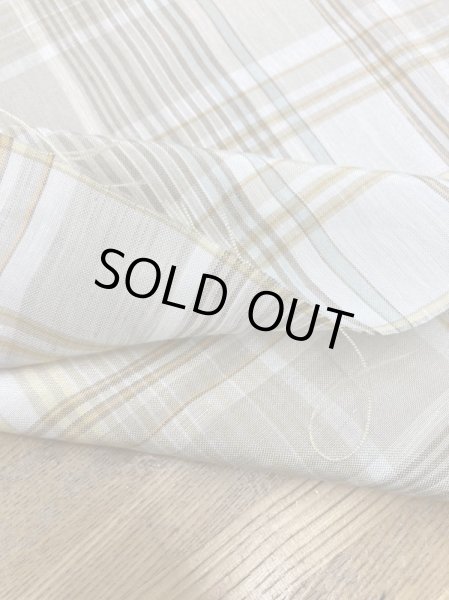 画像4: 生地：イタリー製チェック柄ポリエステル麻（ベージュ／黄／緑） (4)