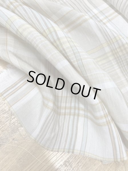 画像5: 生地：イタリー製チェック柄ポリエステル麻（ベージュ／黄／緑） (5)