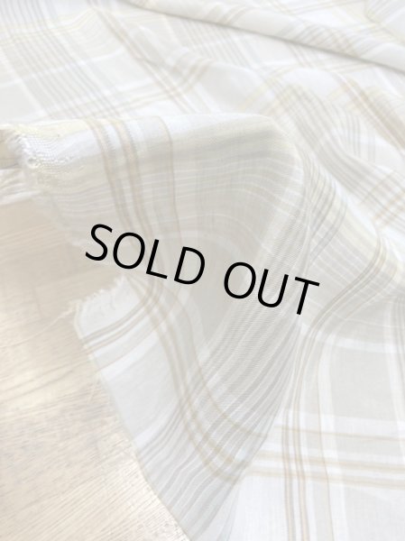 画像6: 生地：イタリー製チェック柄ポリエステル麻（ベージュ／黄／緑） (6)