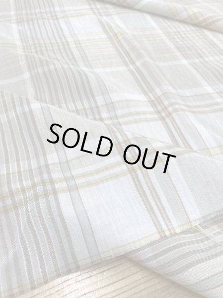 画像8: 生地：イタリー製チェック柄ポリエステル麻（ベージュ／黄／緑） (8)