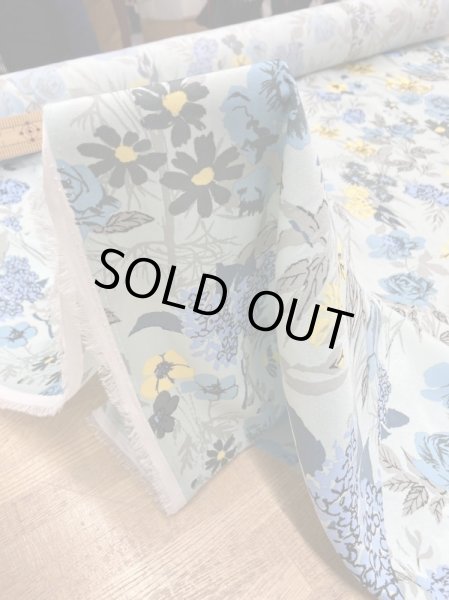 画像5: 生地:ポリエステル花柄プリントストライプ(水色/ブルー) (5)