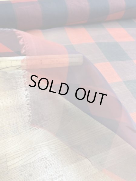 画像6: 生地：ダブル幅ブロックチェック柄プリントシフォン（赤／黒） (6)