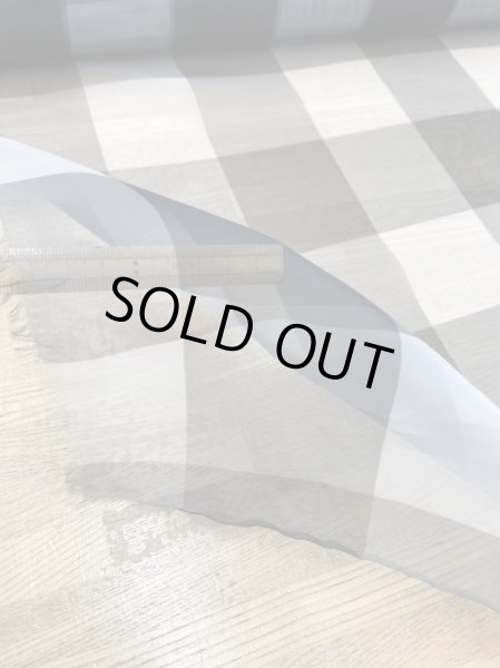 画像6: 生地：ダブル幅ブロックチェック柄プリントシフォン（白／黒） (6)