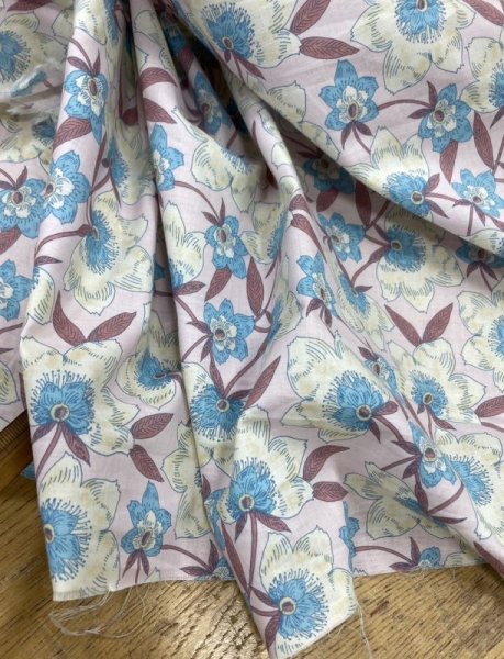 画像6: 生地:綿100%花柄プリント80ローン(ピンク/ベージュ) (6)