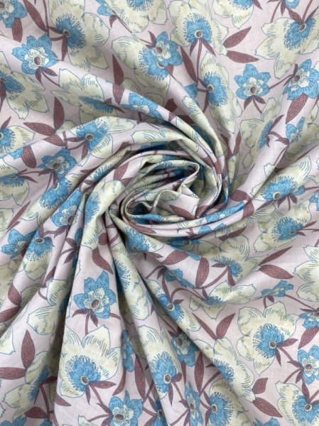 画像7: 生地:綿100%花柄プリント80ローン(ピンク/ベージュ) (7)