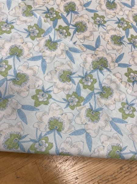 画像3: 生地:綿100%花柄プリント80ローン(グリーン/ベージュ) (3)