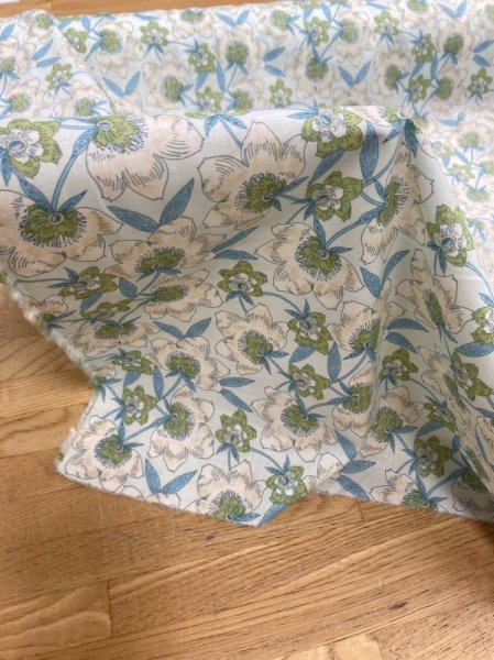 画像5: 生地:綿100%花柄プリント80ローン(グリーン/ベージュ) (5)