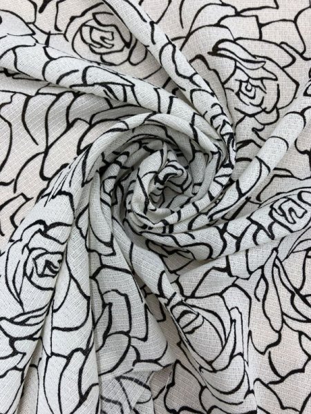 画像7: 生地:透かし編みポリエステル100%薔薇柄プリント(白/黒) (7)