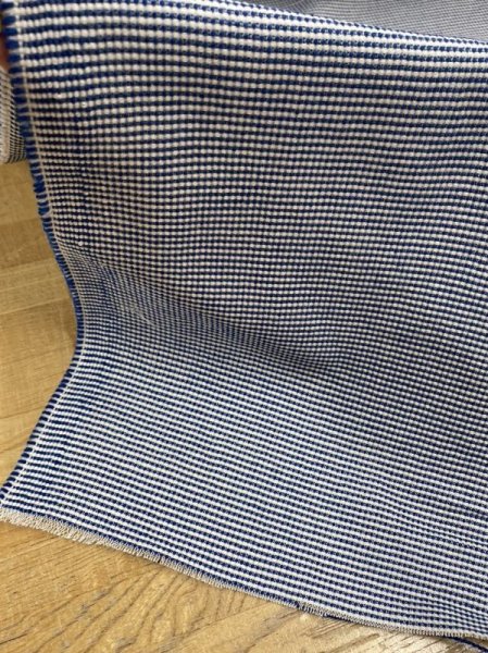 画像5: 生地:綿ポリ細かいチェック柄ポコポコ織り(ブルー/白) (5)