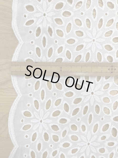 画像2: 生地:綿花柄両耳スカラップ刺繍レース(白) (2)