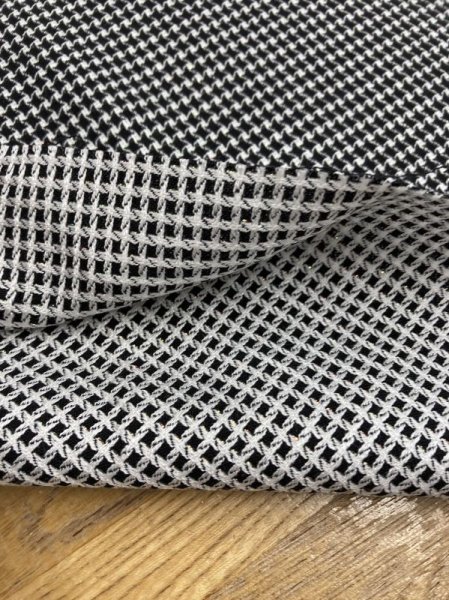 画像4: 生地:ポリエステルラメ入りジャガード(濃紺/白) (4)