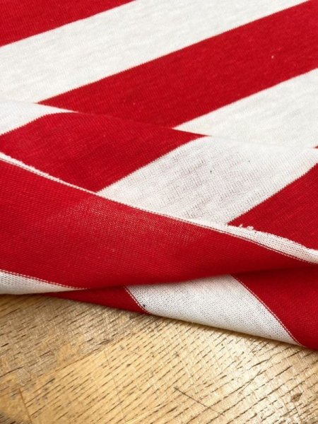 画像5: 生地:綿100%ボーダー柄天竺ニット(キナリ/赤) (5)