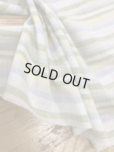 画像5: 生地:綿100%マルチボーダー柄プリント(グリーン系) (5)