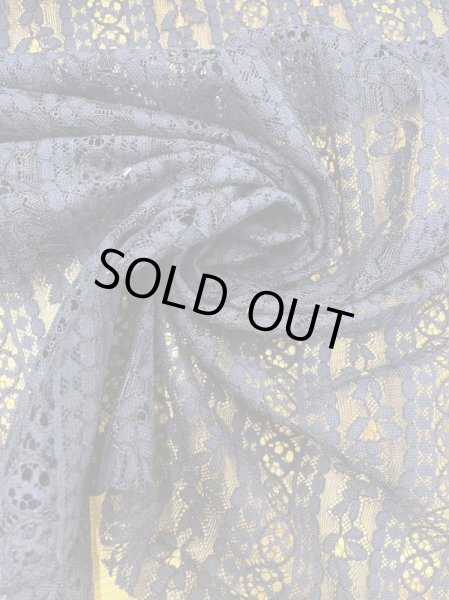 画像6: 生地:ポリ100%花柄ボーダーレース(紺) (6)