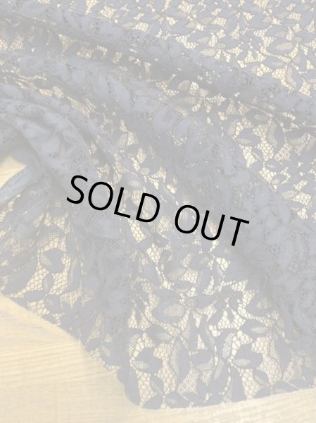 画像5: 生地:ポリ100%刺繍ケミカルレース生地(紺) (5)