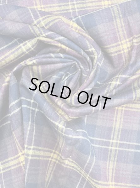 画像5: 生地：チェック柄100％ウール（紫／黄） (5)