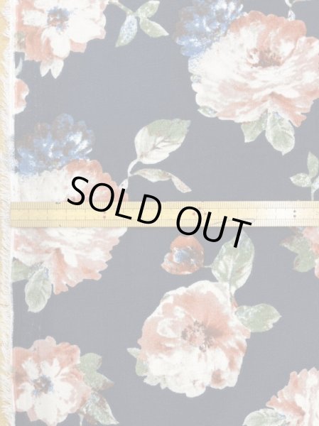 画像2: 生地:ポリエステル花柄プリント(紺/ピンク) (2)