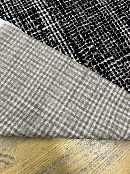 画像3: 生地:ギンガムチェック柄フロッキー加工(ベージュ/茶/黒) (3)