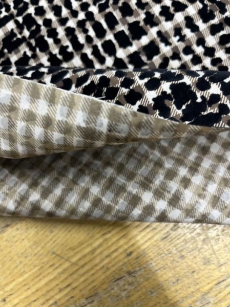 画像4: 生地:ギンガムチェック柄フロッキー加工(ベージュ/茶/黒) (4)