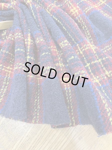 画像4: 生地:チェック柄ぽこぽこウールツイード(紺/赤/黄) (4)