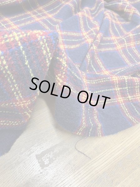 画像6: 生地:チェック柄ぽこぽこウールツイード(紺/赤/黄) (6)