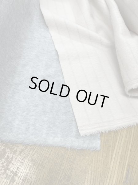 画像8: 生地:ボーダー織りウールシャギー(ライトグレー) (8)