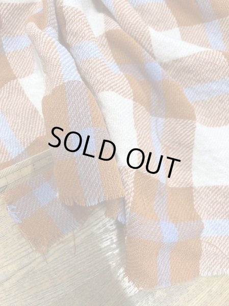 画像5: 生地:チェック柄ウールコットンざっくり編み縮み加工(オレンジ) (5)