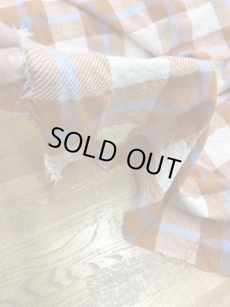 画像7: 生地:チェック柄ウールコットンざっくり編み縮み加工(オレンジ) (7)