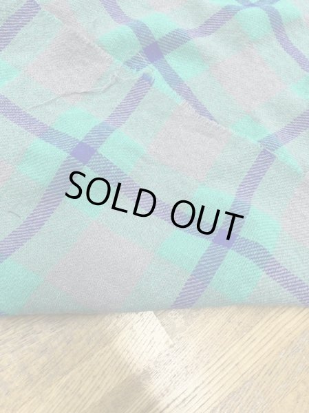 画像3: 生地:チェック柄ウールコットンざっくり編み縮み加工(グリーン) (3)