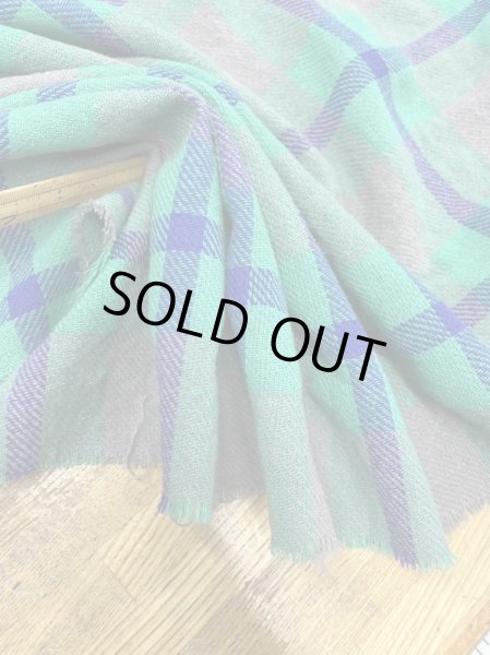 画像5: 生地:チェック柄ウールコットンざっくり編み縮み加工(グリーン) (5)