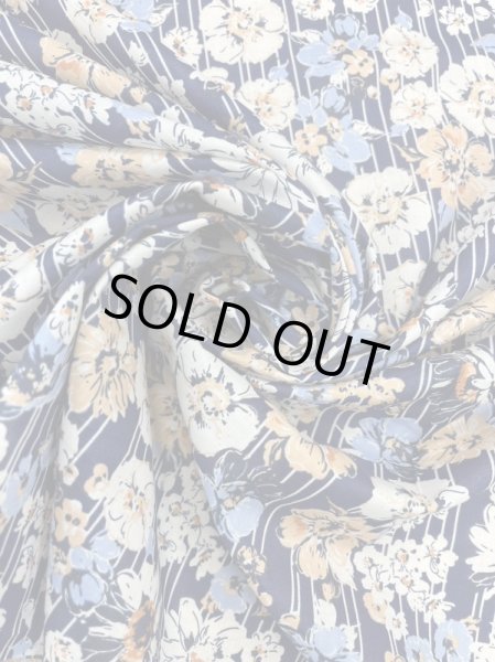 画像6: 生地:綿100%ローン花柄ストライププリント(青オレンジ) (6)